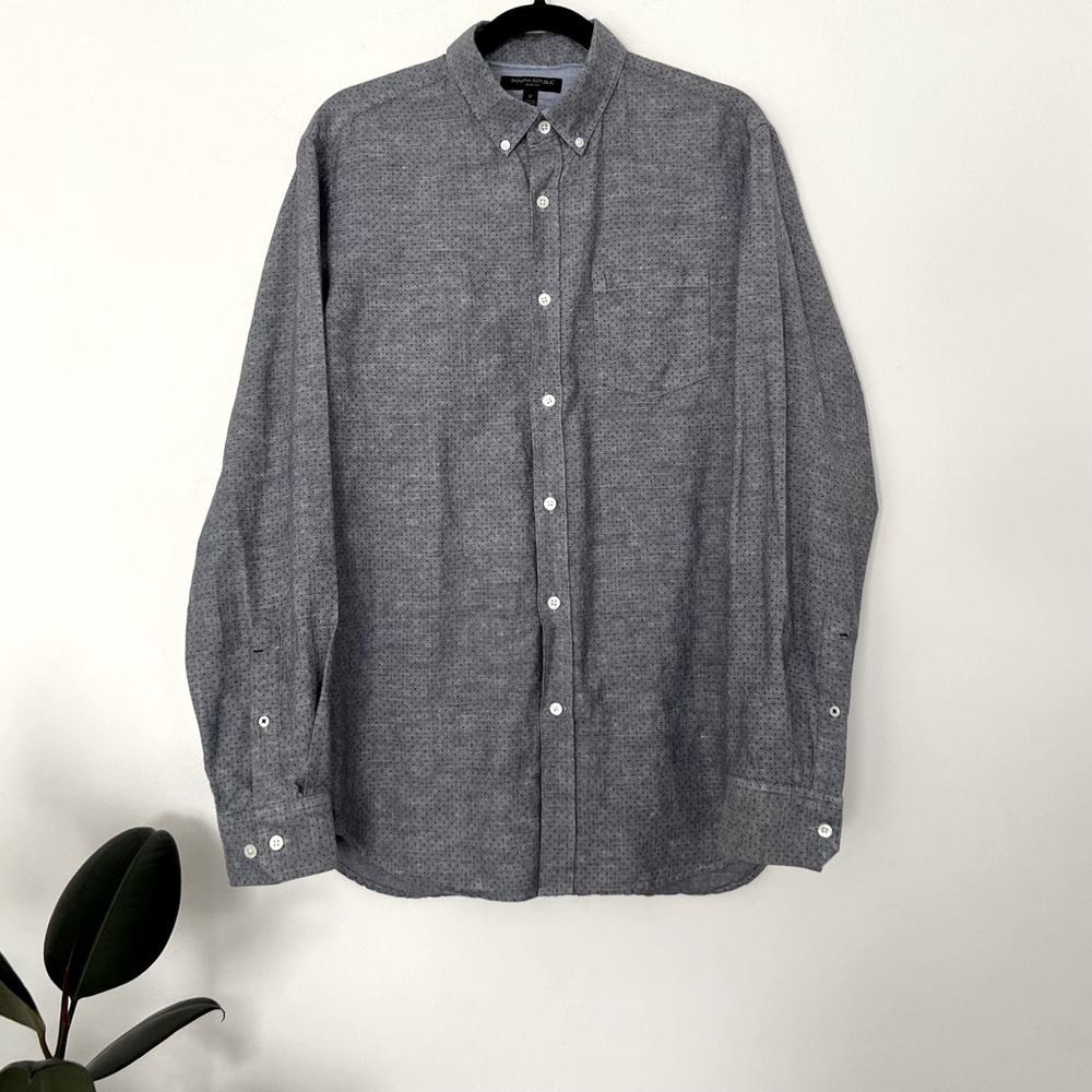 Grey & Blue Long Sleeved Button Down